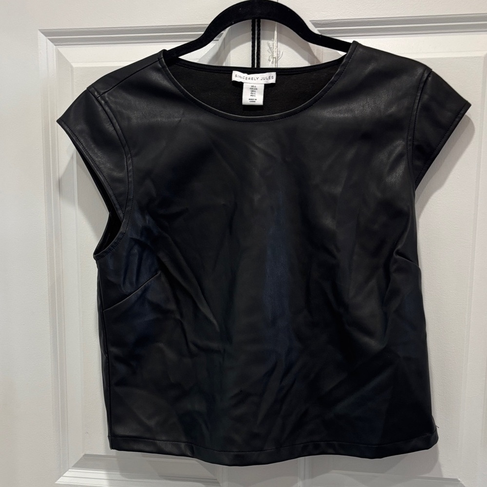 Forever 21 Black Faux Leather Blouse